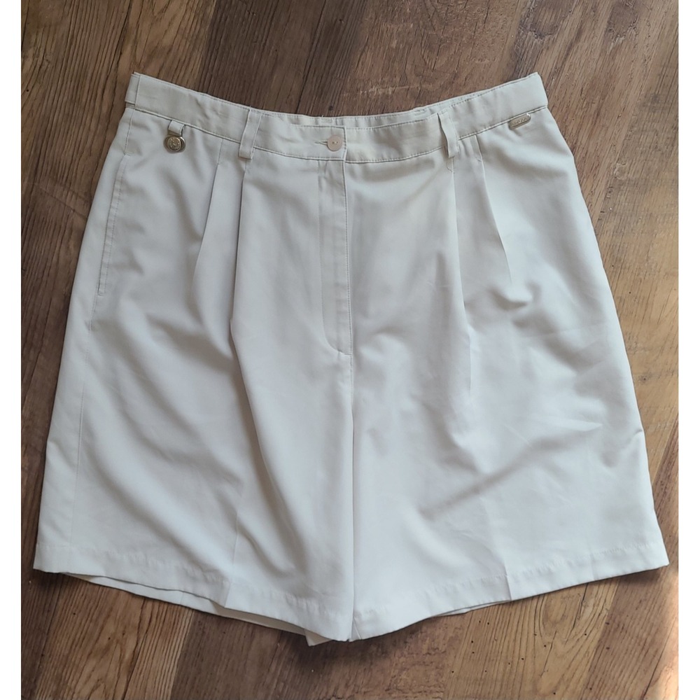 LizGolf Liz Claiborne Womens Beige Pleated Golf Shorts Size 16 High Rise Stone